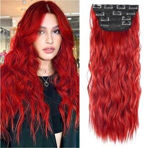 4PCS Clip in Hair Extensions, light Red
